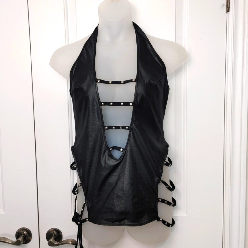 Black wet look queen size lingerie
